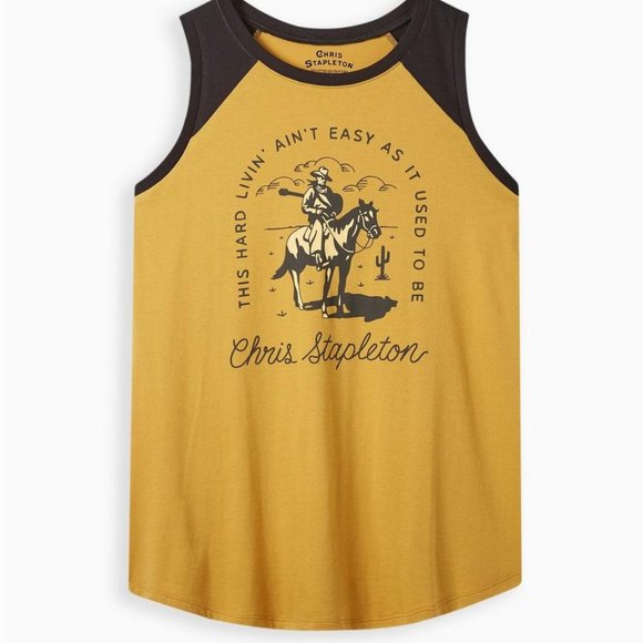 torrid Tops - NWT Torrid Chris Stapleton Classic Fit Raglan Tank - Cotton Golden Yellow